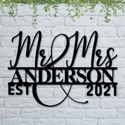 Personalized Wedding Gift Family Name Metal Sign For Anniversary Couple Gift-MetalsignX