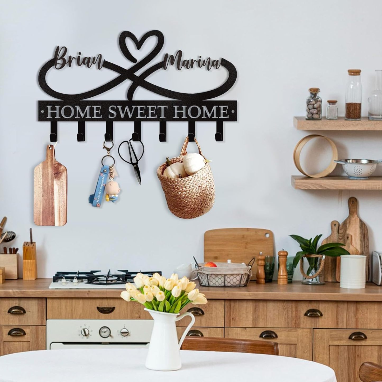 Personalized Key Holder for Wall, Custom Metal Deer Cabin Key Hooks with Name-MetalsignX