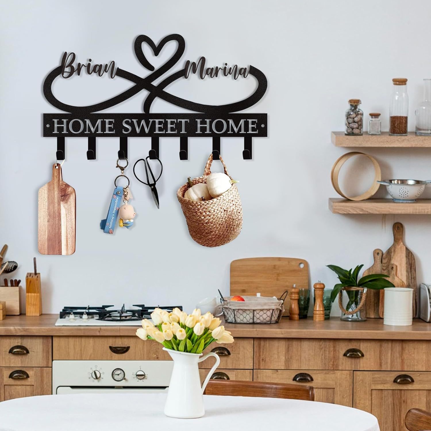 Personalized Key Holder for Wall, Custom Metal Deer Cabin Key Hooks with Name-MetalsignX