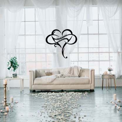 Custom Wedding Metal Sign of Name And Special Date with Heart Intertwined-MetalsignX