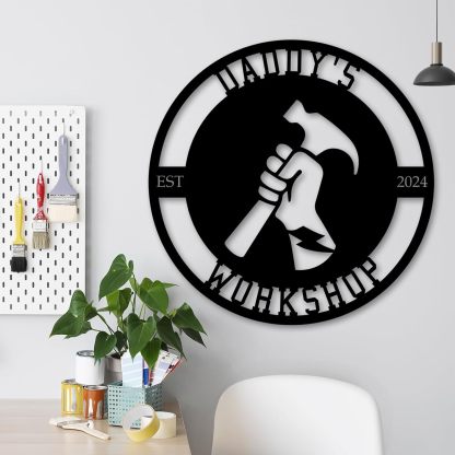 Personalized Worshop/Outdoor Metal Signs, Custom Plaque Wall Art, Father Gifts, Family Name Sign ms002-MetalsignX