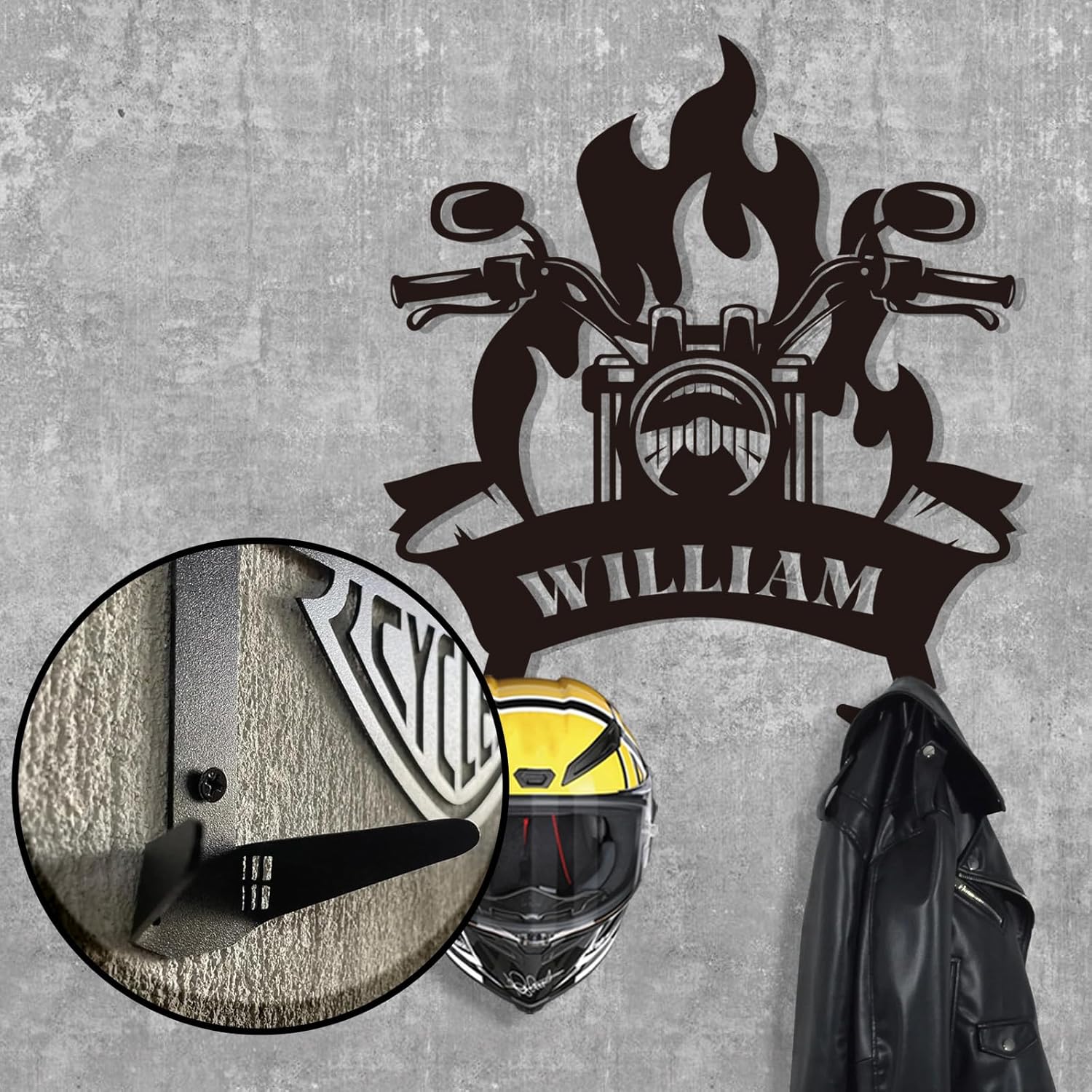 Custom Motorcycle Gear Organizer & Display, Heavy, Duty Metal Helmet Rack-MetalsignX