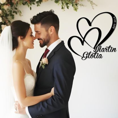 Custom Metal Wedding Sign with Names & Date, Infinity Heart Wall Decor, Personalized Gift for Couples 2025-MetalsignX
