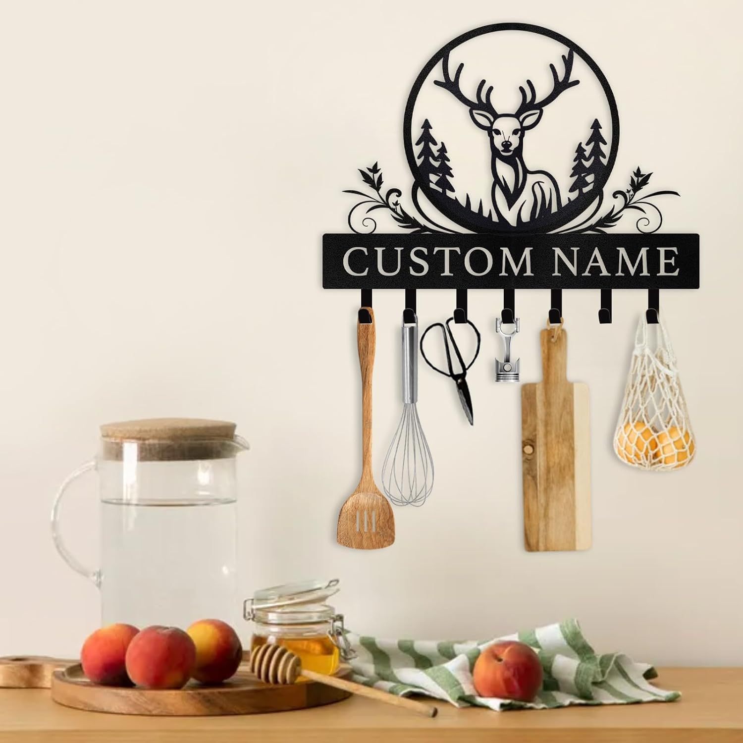 Personalized Polar Deer Key Holder, Custom Name  Key Rack  | Functional Home Decor-MetalsignX