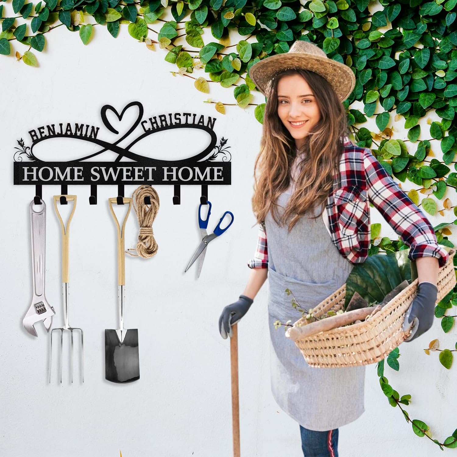 Custom Name Metal Key Holder Wall Mount, Organizer Rack for Home Entryway-MetalsignX