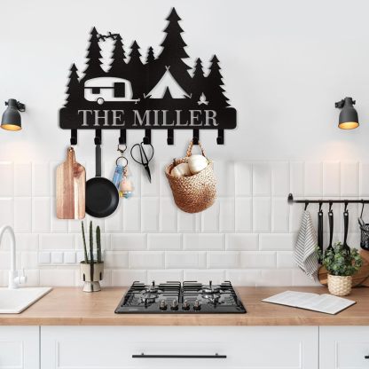 Personalized Key Holder for Wall, Custom Forest Deer Coat Rack Wall Hanging-MetalsignX