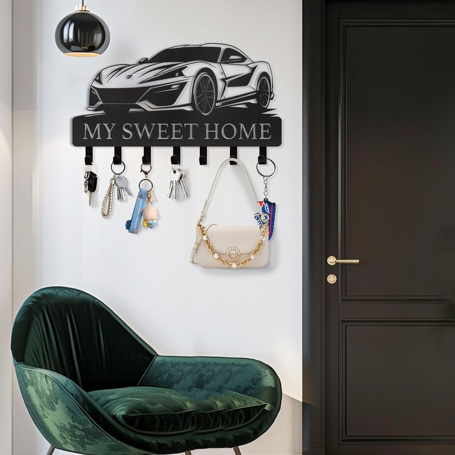 Personalized Key Holder for Wall, Custom Forest Deer Coat Rack Wall Hanging-MetalsignX