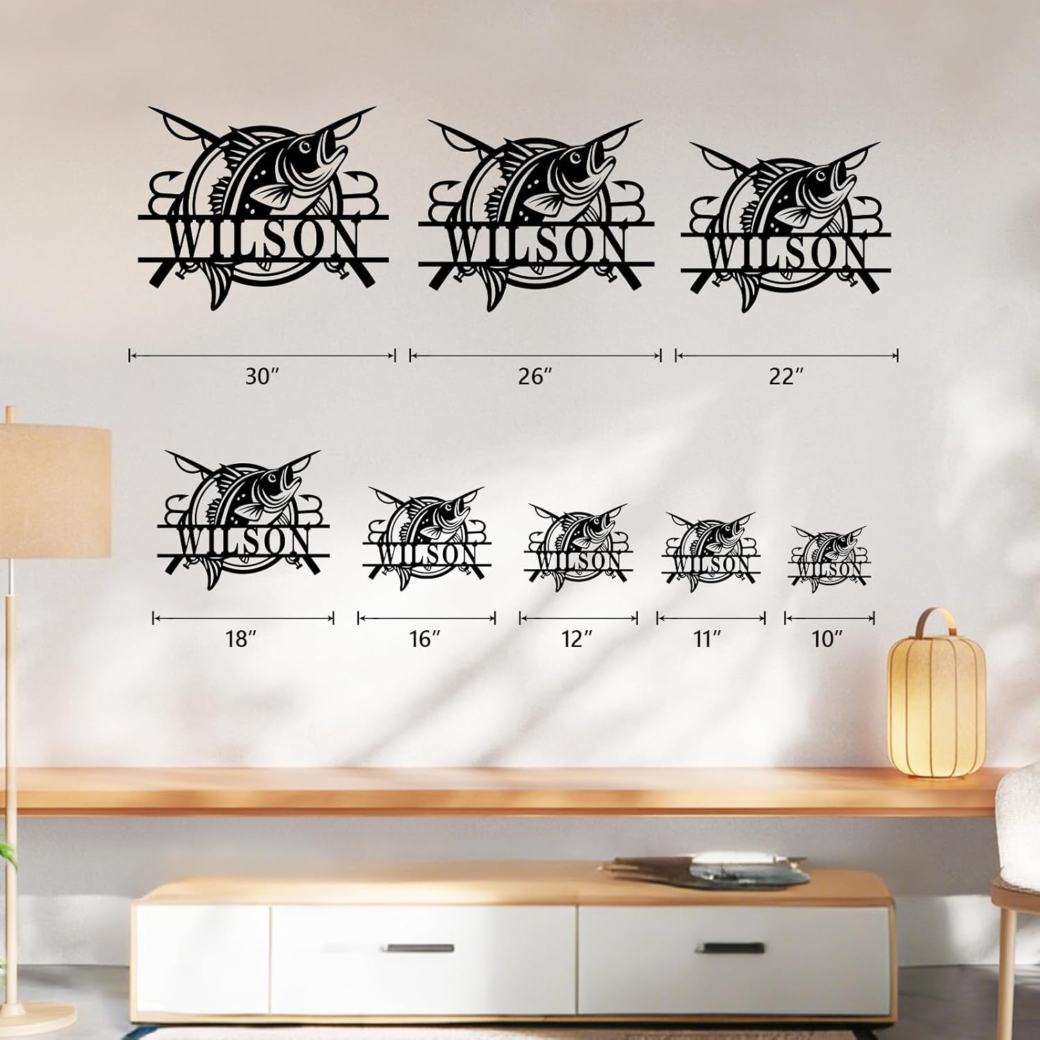 Personalized Largemouth Bass Metal Sign, Custom Fishing Last Name Sign for Home, Fish Family Signs Wall Decor-MetalsignX