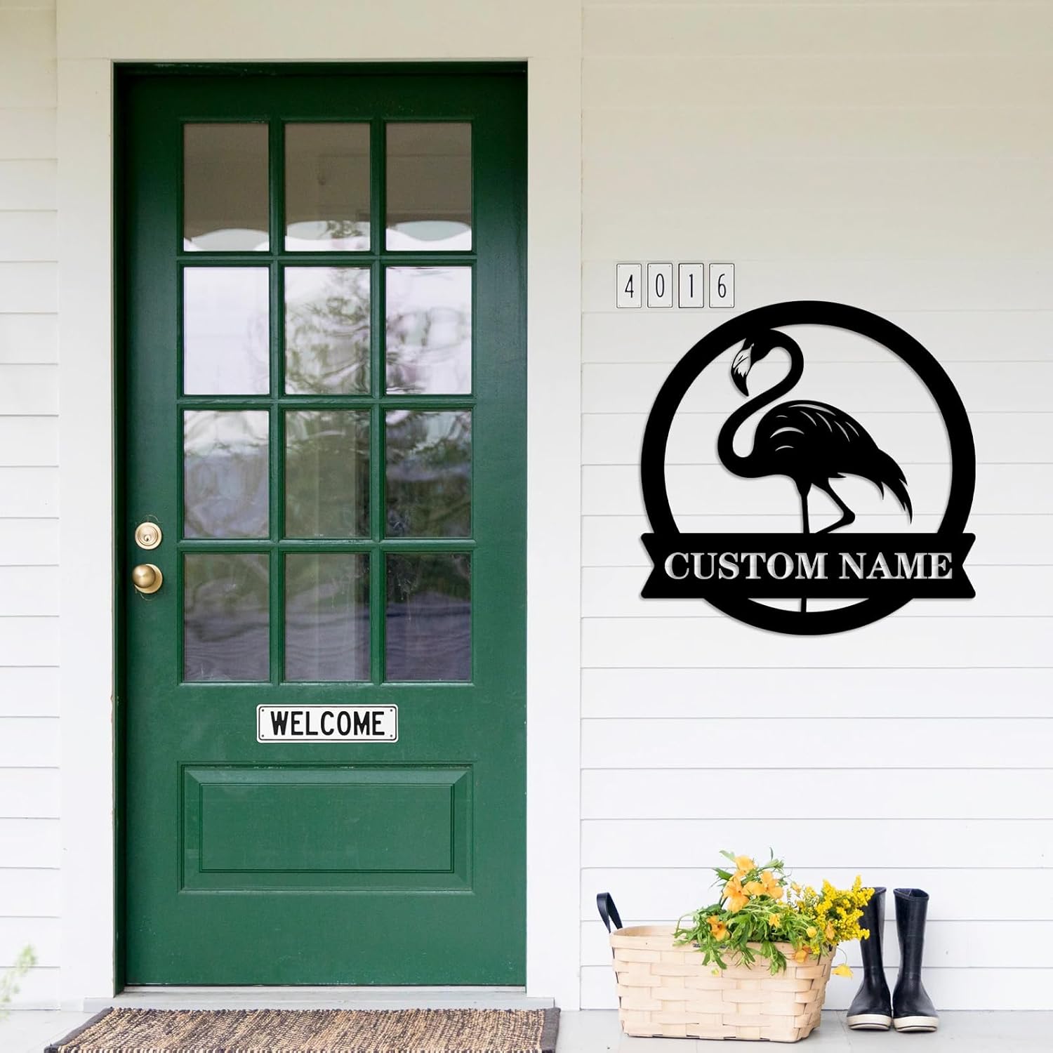 Personalized Beach Metal Sign, Custom Flamingo Metal Name Sign-MetalsignX