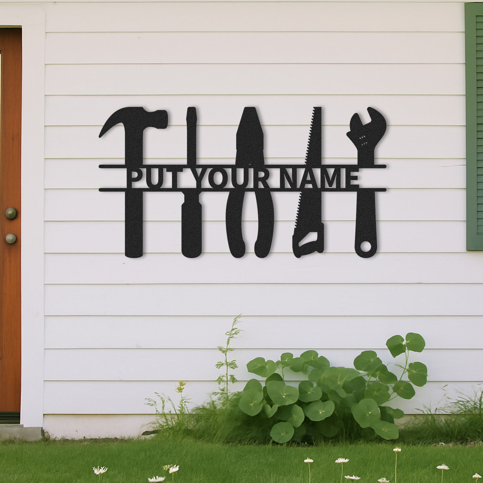 Custom Tools Metal Wall Sign, Personalized Workshop Tool Rack Decor, Garage Wall Art Gift for Him, Father’s Day Sign