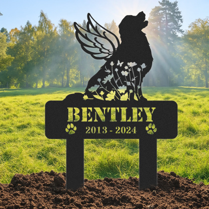 Personalized Dog Memorial Sign, Pet Grave Marker, Angel Dog Grave Marker with Name & Dates, Dog Memorial Stake