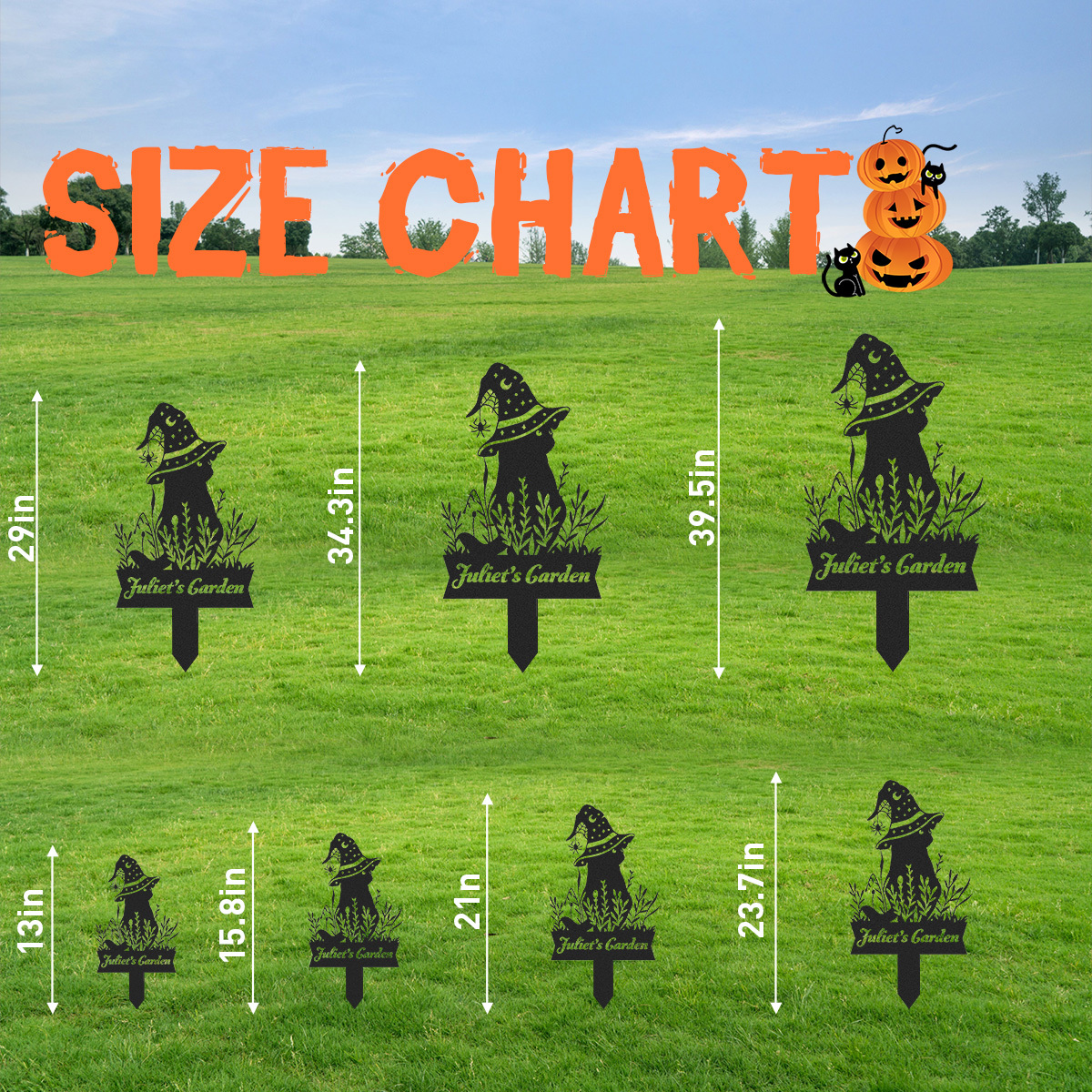 Personalized Black Cat Garden Stake, Custom Halloween Yard Sign, Floral Cat Sign, Metal Porch Decor, Outdoor Halloween Decor, Halloween Gift