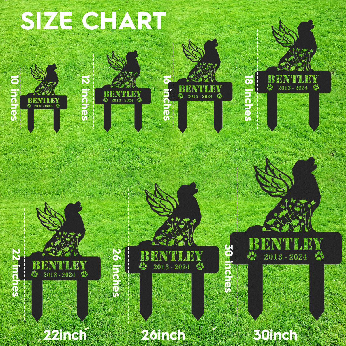 Personalized Dog Memorial Sign, Pet Grave Marker, Angel Dog Grave Marker with Name & Dates, Dog Memorial Stake