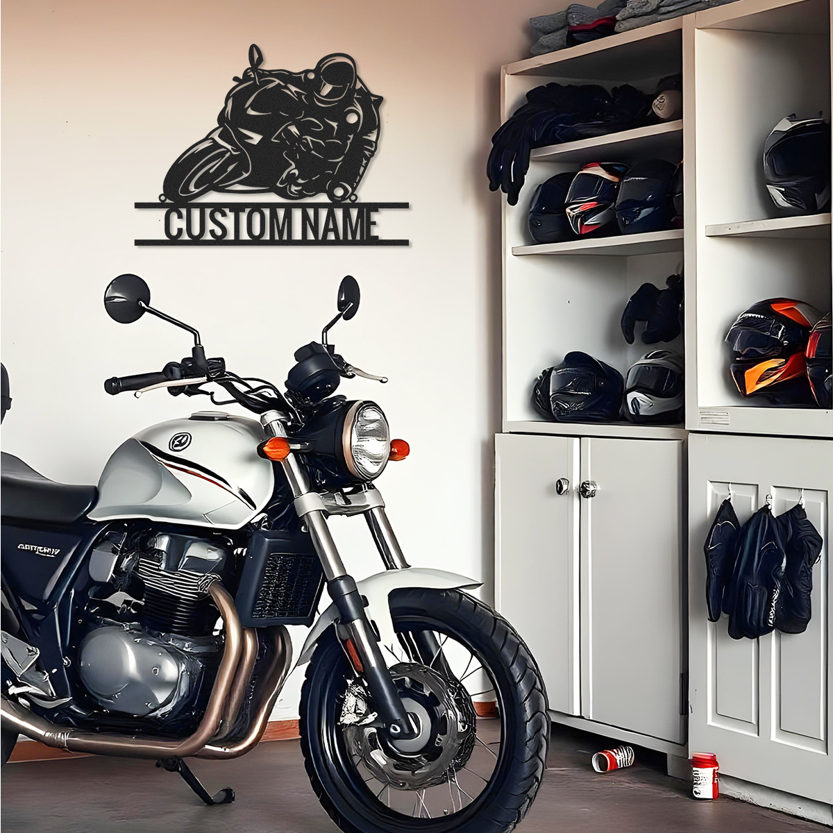 Personalized Motorcycle Metal Sign: Custom Name Moto GP Biker Gift