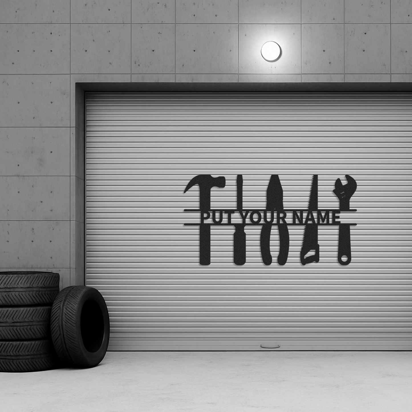 Custom Tools Metal Wall Sign, Personalized Workshop Tool Rack Decor, Garage Wall Art Gift for Him, Father’s Day Sign