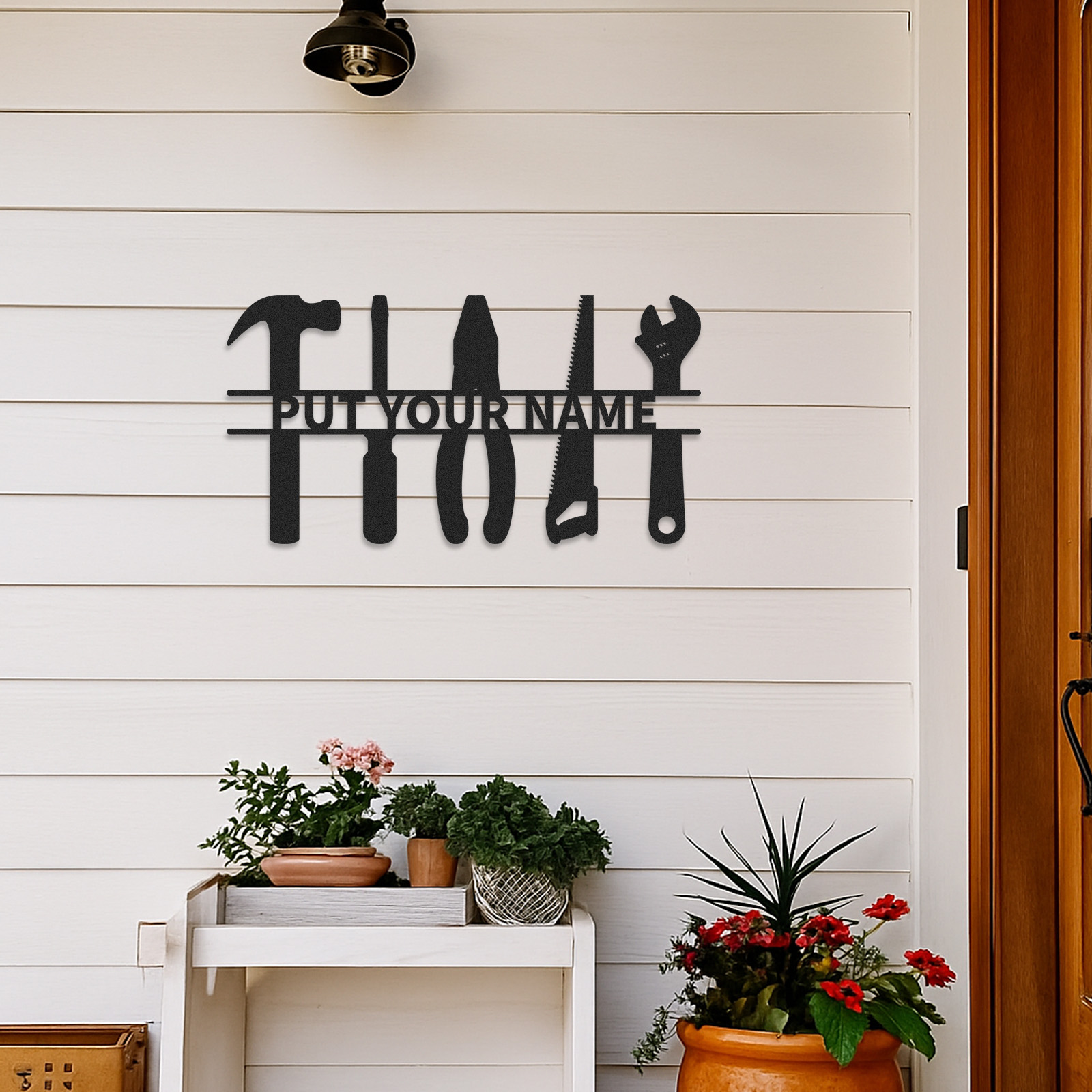 Custom Tools Metal Wall Sign, Personalized Workshop Tool Rack Decor, Garage Wall Art Gift for Him, Father’s Day Sign