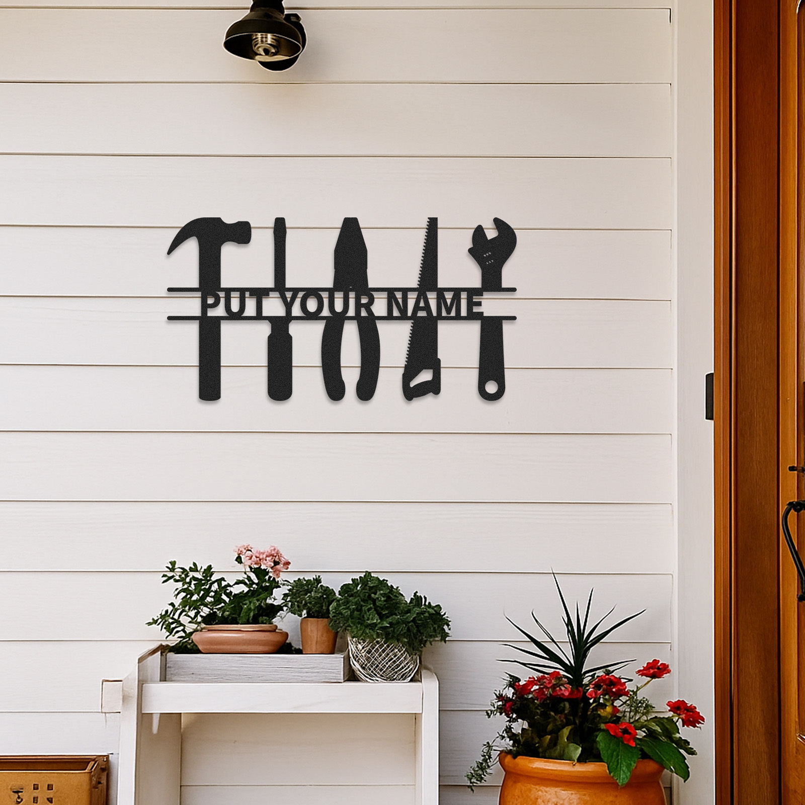 Custom Tools Metal Wall Sign, Personalized Workshop Tool Rack Decor, Garage Wall Art Gift for Him, Father’s Day Sign