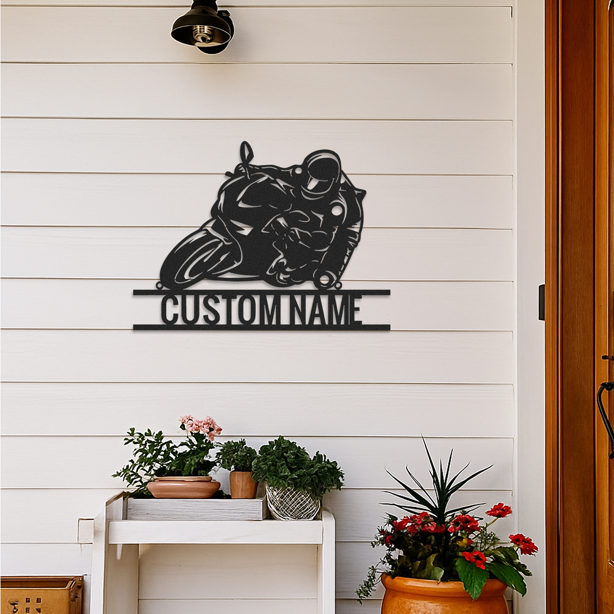 Personalized Motorcycle Metal Sign: Custom Name Moto GP Biker Gift