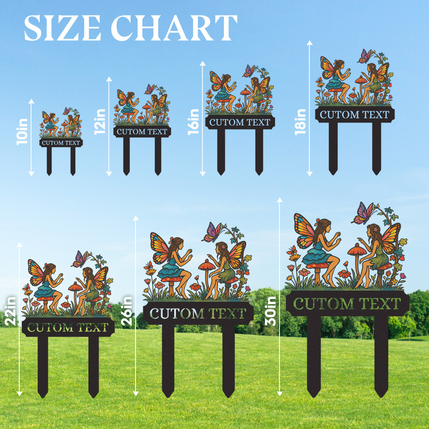 Custom Fairy Garden Sign for Girls, Personalized Metal Yard Stake with Fairies and Mushrooms, Colorful Garden Name Sign for Outdoor Decor, Fairy Garden Gift for Kids