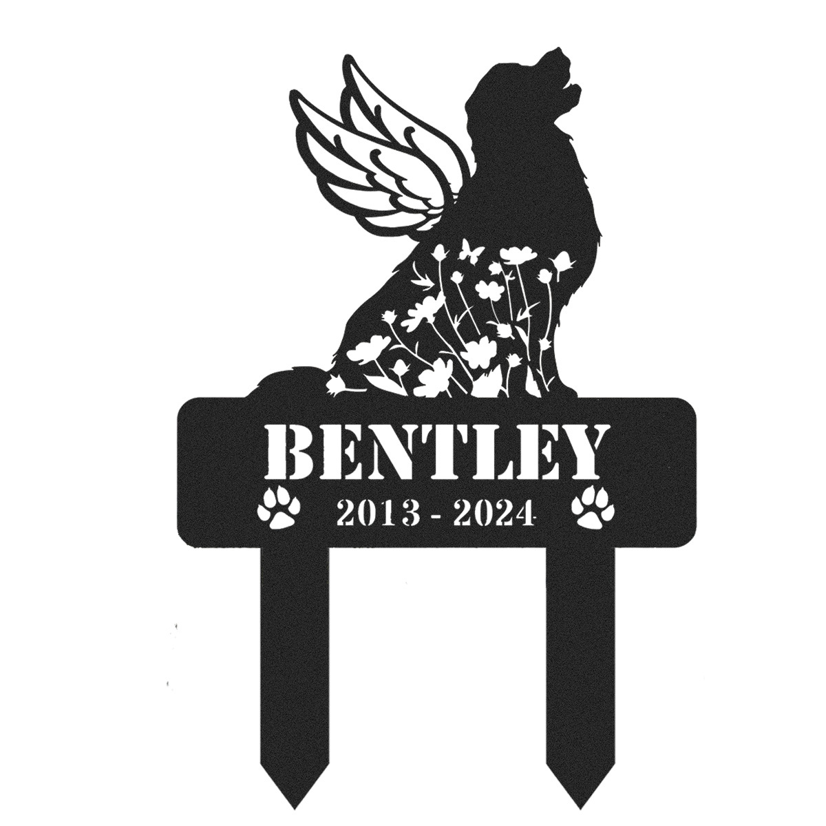 Personalized Dog Memorial Sign, Pet Grave Marker, Angel Dog Grave Marker with Name & Dates, Dog Memorial Stake