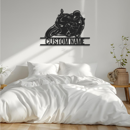 Personalized Motorcycle Metal Sign: Custom Name Moto GP Biker Gift