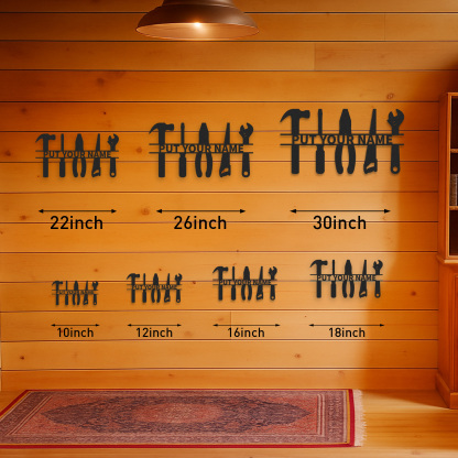 Custom Tools Metal Wall Sign, Personalized Workshop Tool Rack Decor, Garage Wall Art Gift for Him, Father’s Day Sign