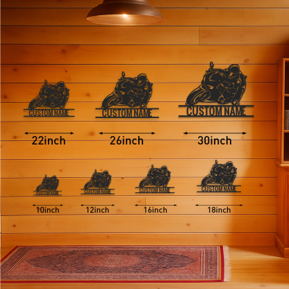 Personalized Motorcycle Metal Sign: Custom Name Moto GP Biker Gift