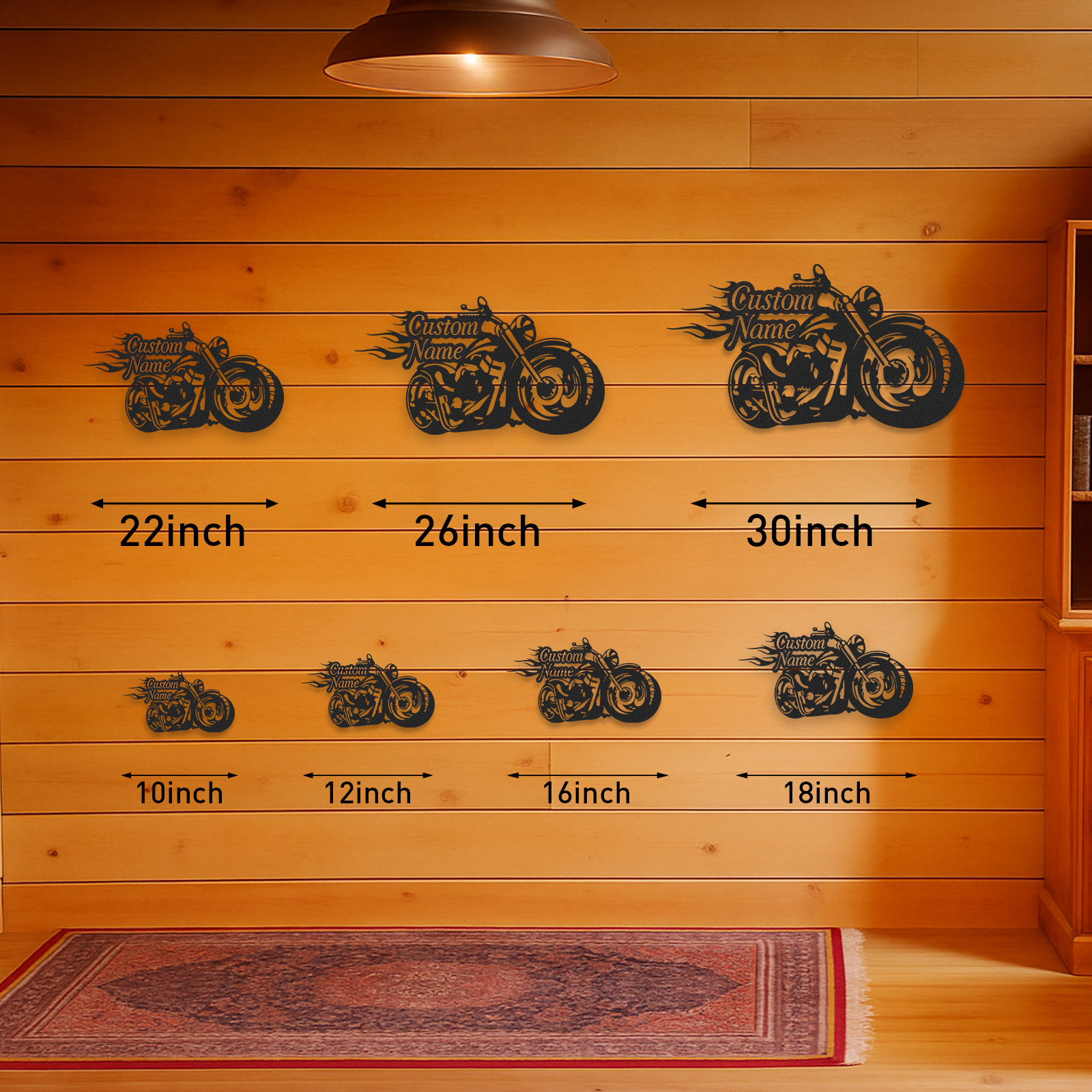 Custom Flame Motorcycle Metal Wall Art, Personalized Chopper Bike Sign for Garage, Biker Bar, Man Cave or Father's Day Gift for Motorcycle Enthusiasts