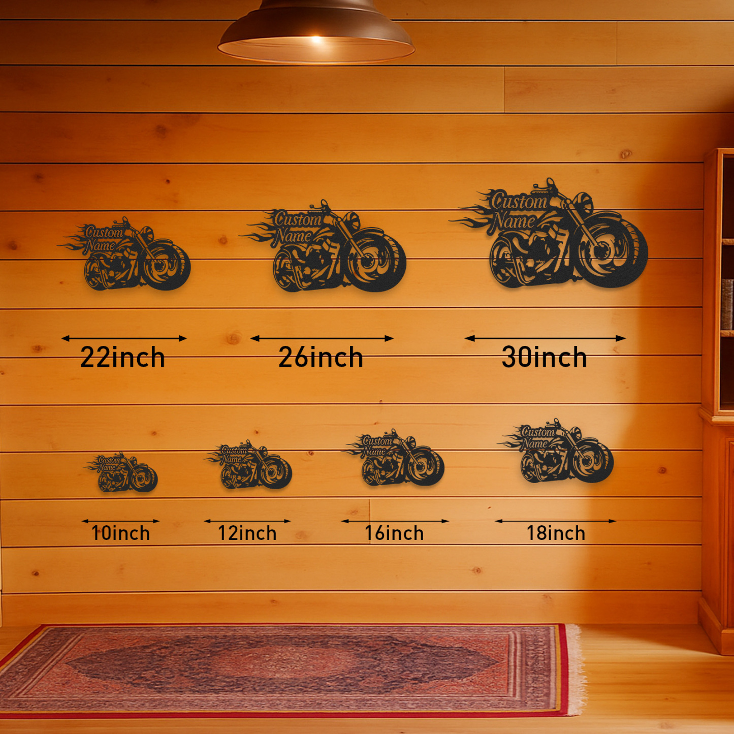 Custom Flame Motorcycle Metal Wall Art, Personalized Chopper Bike Sign for Garage, Biker Bar, Man Cave or Father's Day Gift for Motorcycle Enthusiasts