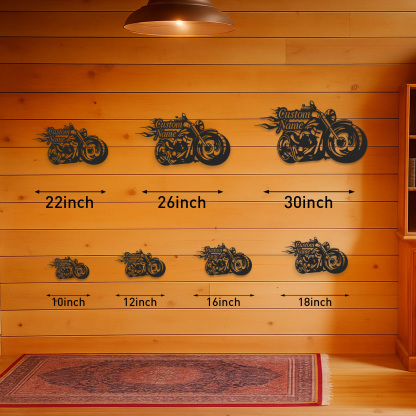 Custom Flame Motorcycle Metal Wall Art, Personalized Chopper Bike Sign for Garage, Biker Bar, Man Cave or Father's Day Gift for Motorcycle Enthusiasts