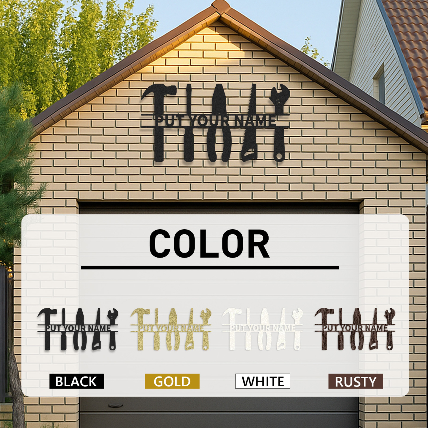 Custom Tools Metal Wall Sign, Personalized Workshop Tool Rack Decor, Garage Wall Art Gift for Him, Father’s Day Sign