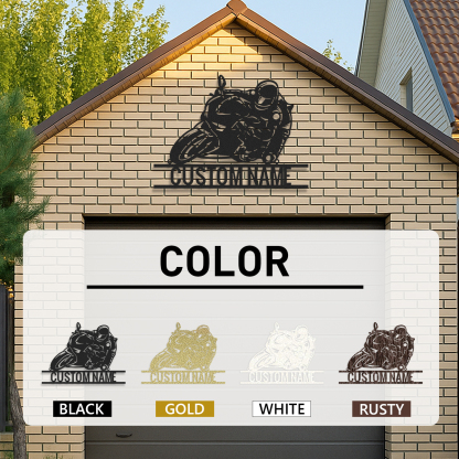 Personalized Motorcycle Metal Sign: Custom Name Moto GP Biker Gift