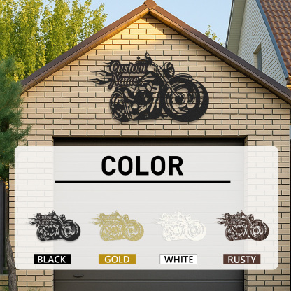 Custom Flame Motorcycle Metal Wall Art, Personalized Chopper Bike Sign for Garage, Biker Bar, Man Cave or Father's Day Gift for Motorcycle Enthusiasts