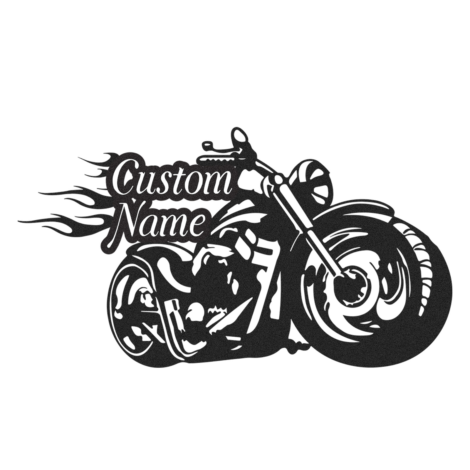 Custom Flame Motorcycle Metal Wall Art, Personalized Chopper Bike Sign for Garage, Biker Bar, Man Cave or Father's Day Gift for Motorcycle Enthusiasts