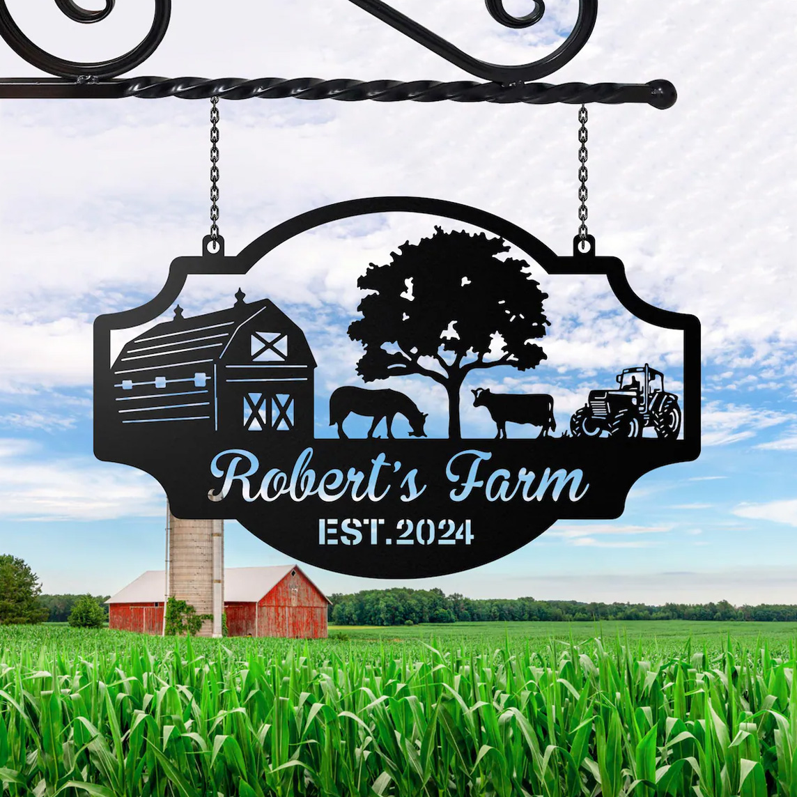 Personalized Farm House Metal Sign | Family Name Sign | Metal Wall Decor