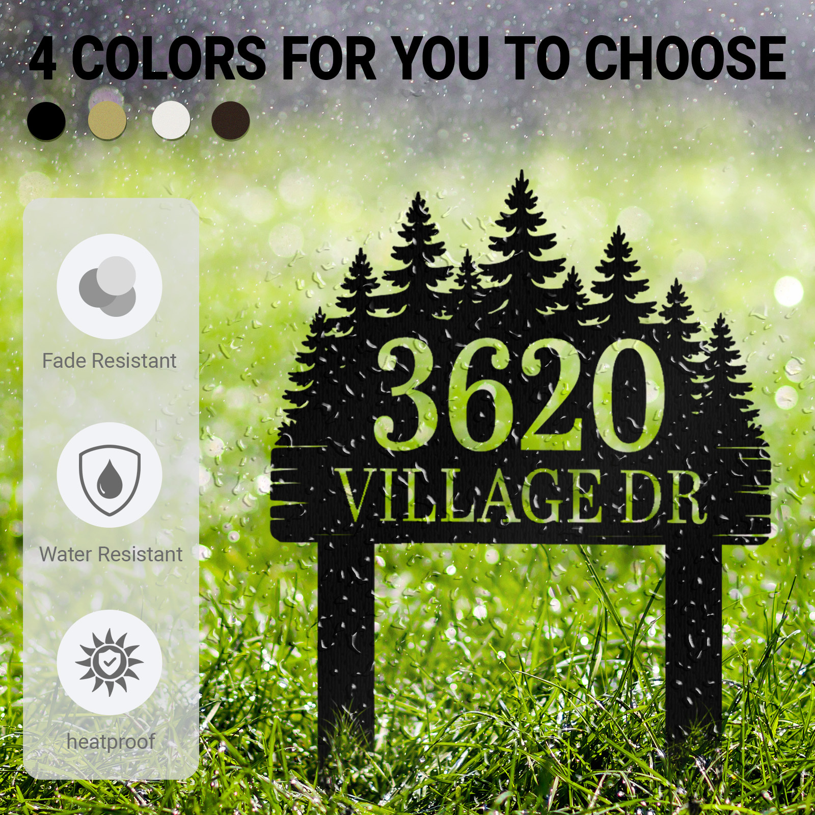 Custom Metal Address Sign,House Number Metal Decor,Metal House Number Sign,Pine Trees House Number Sign