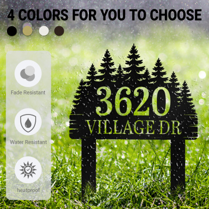 Custom Metal Address Sign,House Number Metal Decor,Metal House Number Sign,Pine Trees House Number Sign
