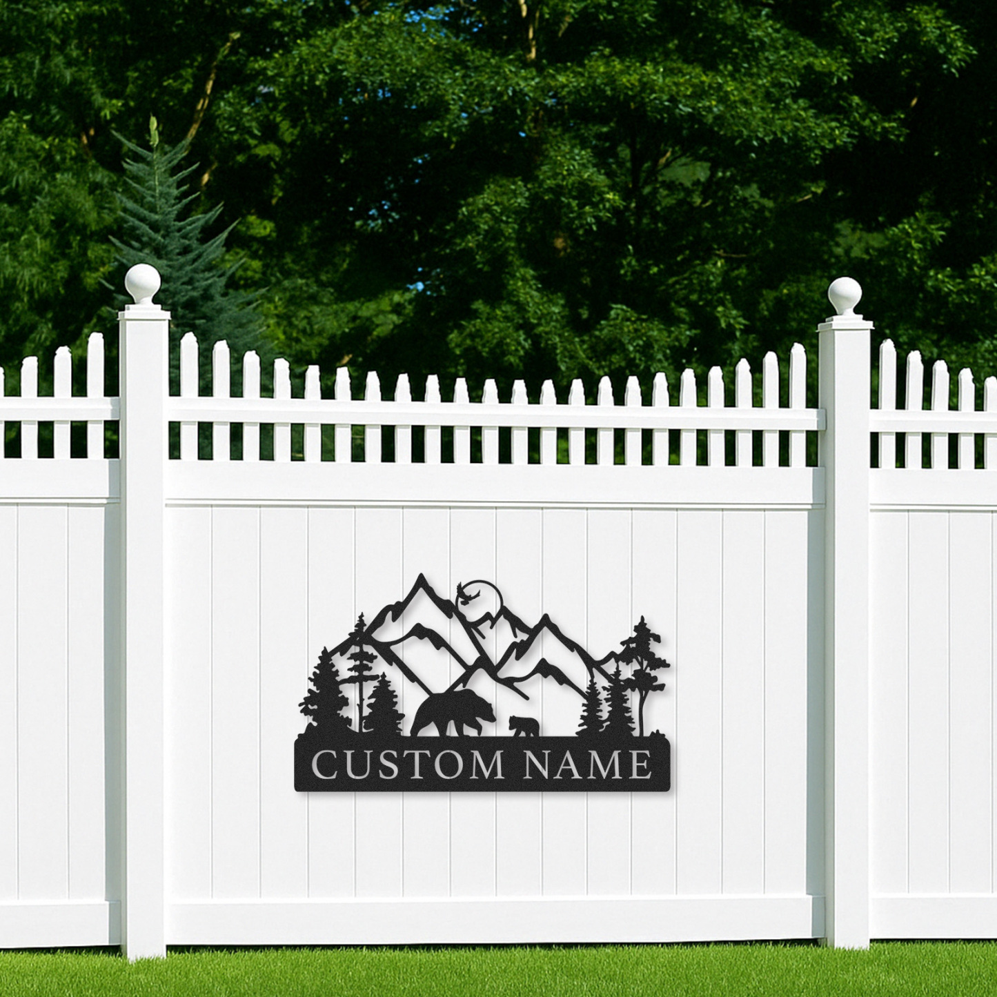 Custom Mountain Bear Wall Art, Personalized Family Name Sign for Cabin or Hunting Lodge