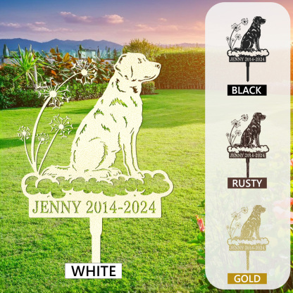 Custom Dog Memorial Stake with Dandelion Cloud Design, Personalized Pet Grave Marker for Garden or Backyard Tribute Decor