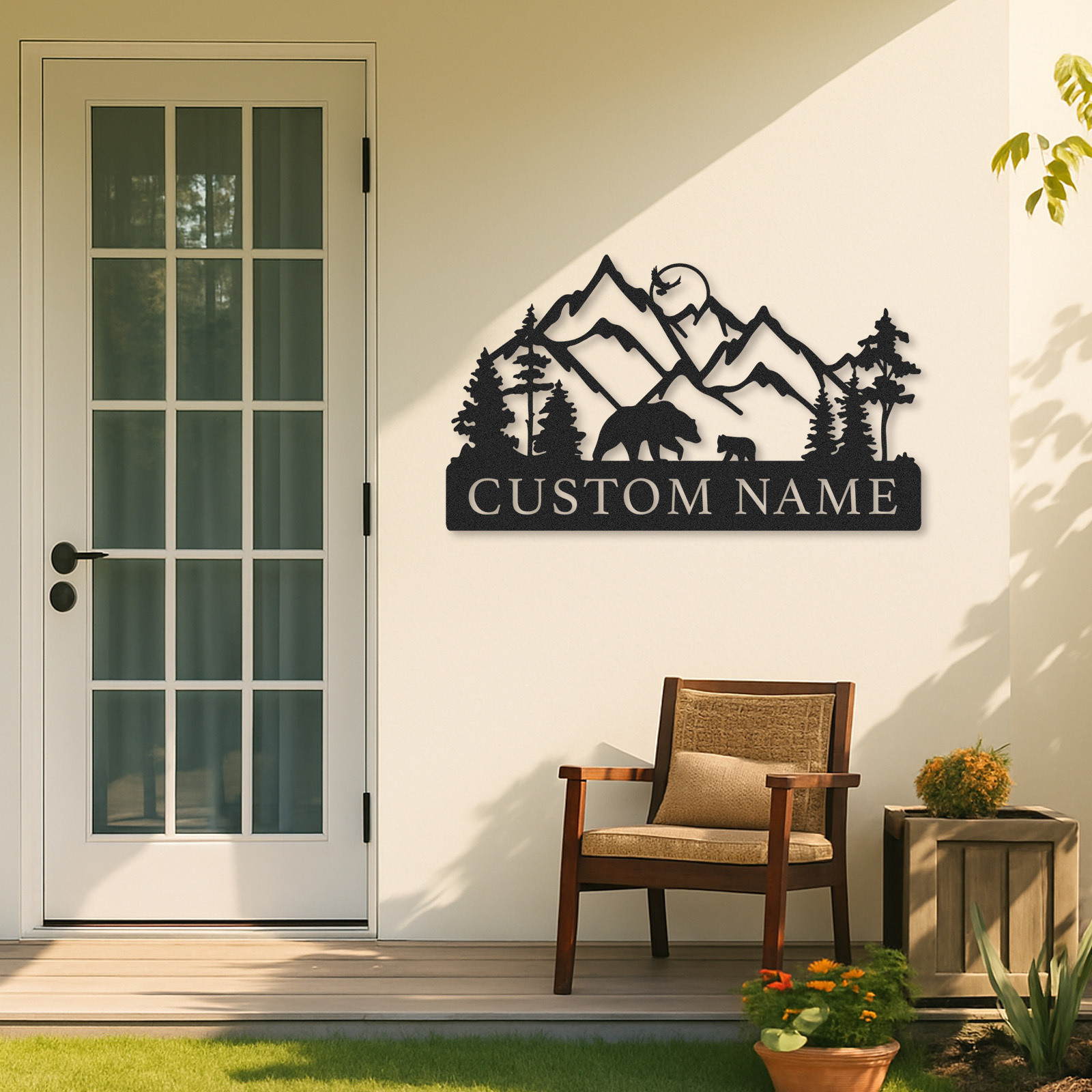 Custom Mountain Bear Wall Art, Personalized Family Name Sign for Cabin or Hunting Lodge