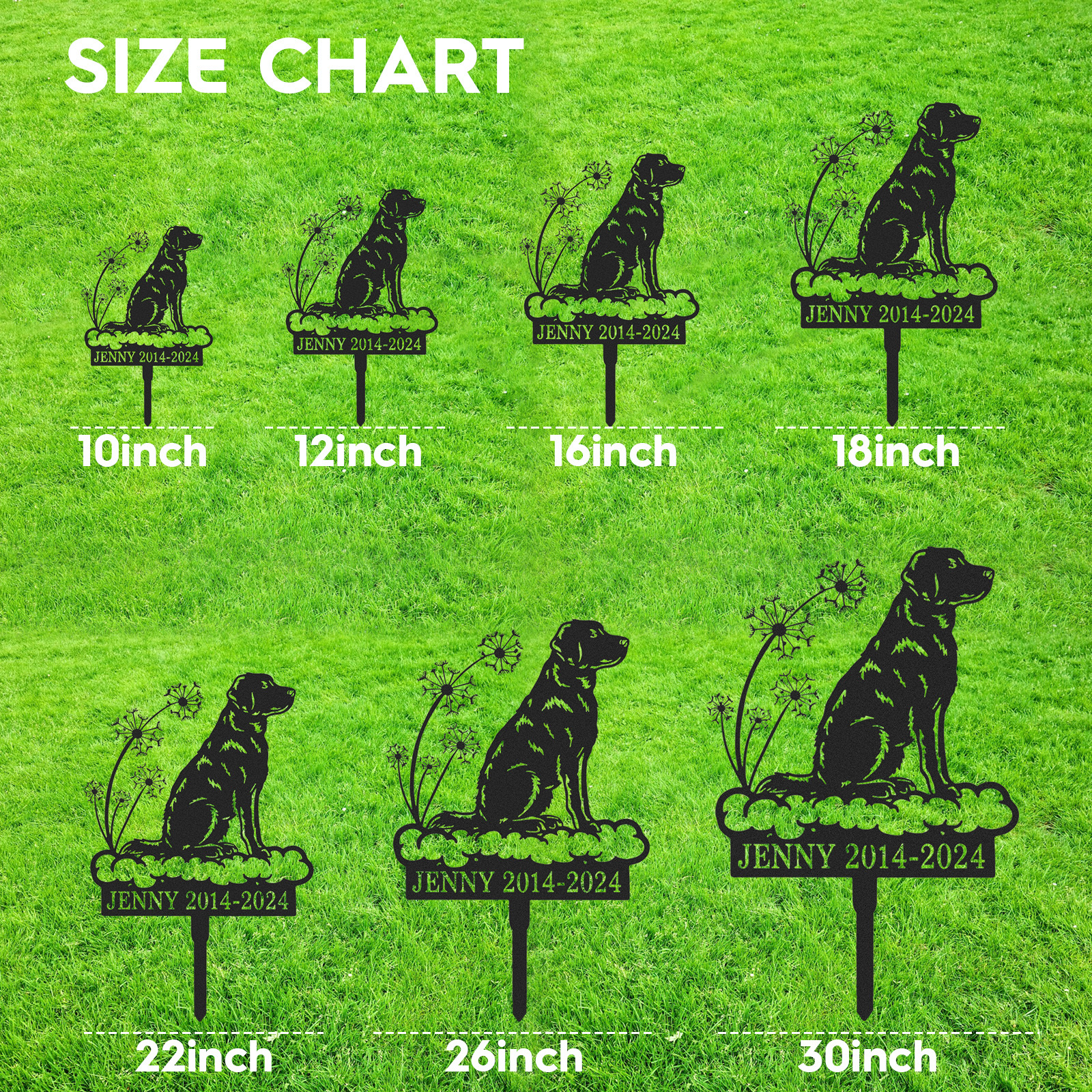 Custom Dog Memorial Stake with Dandelion Cloud Design, Personalized Pet Grave Marker for Garden or Backyard Tribute Decor