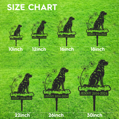 Custom Dog Memorial Stake with Dandelion Cloud Design, Personalized Pet Grave Marker for Garden or Backyard Tribute Decor