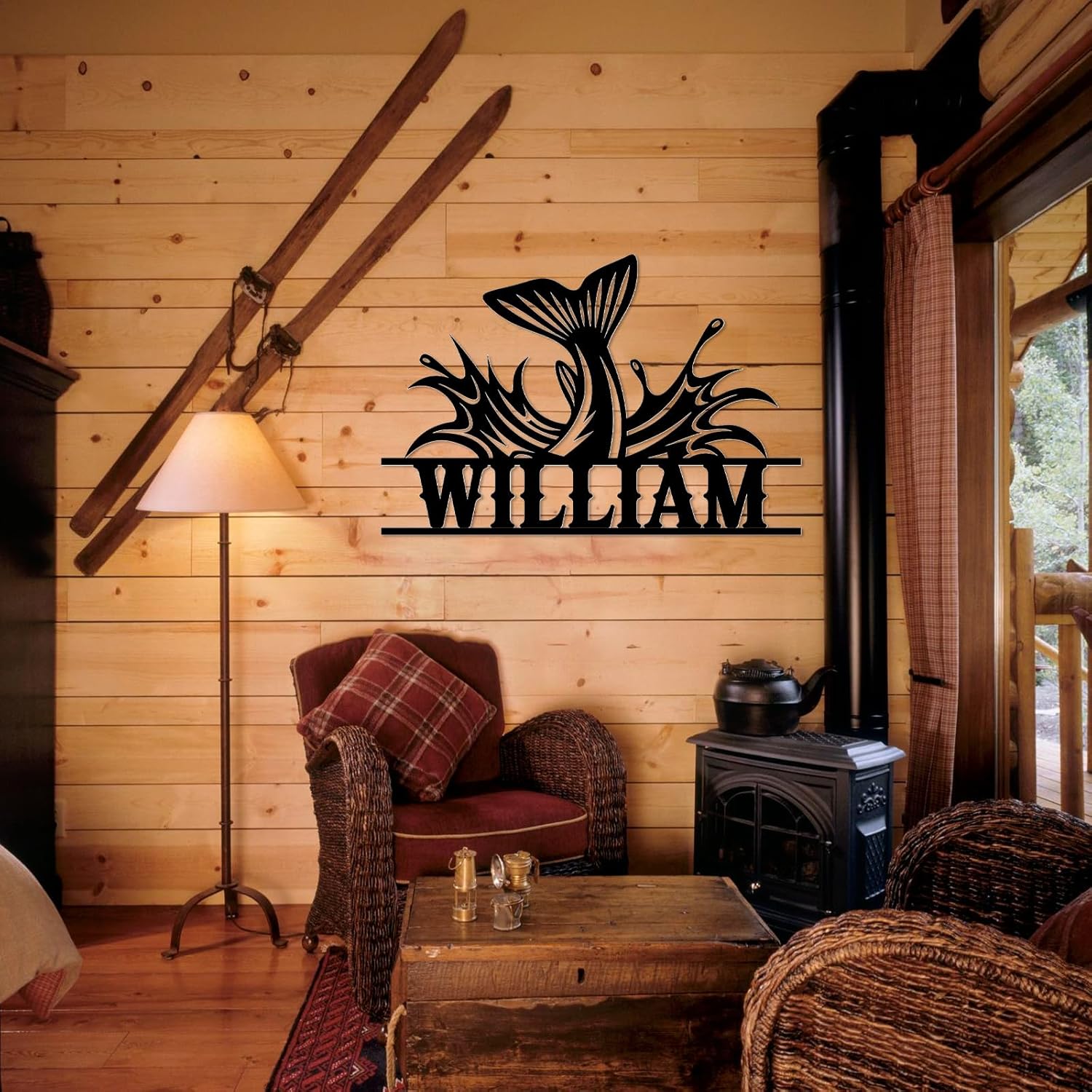 Personalized Largemouth Bass Metal Sign, Custom Fishing Last Name Sign for Home, Fish Family Signs Wall Decor-MetalsignX