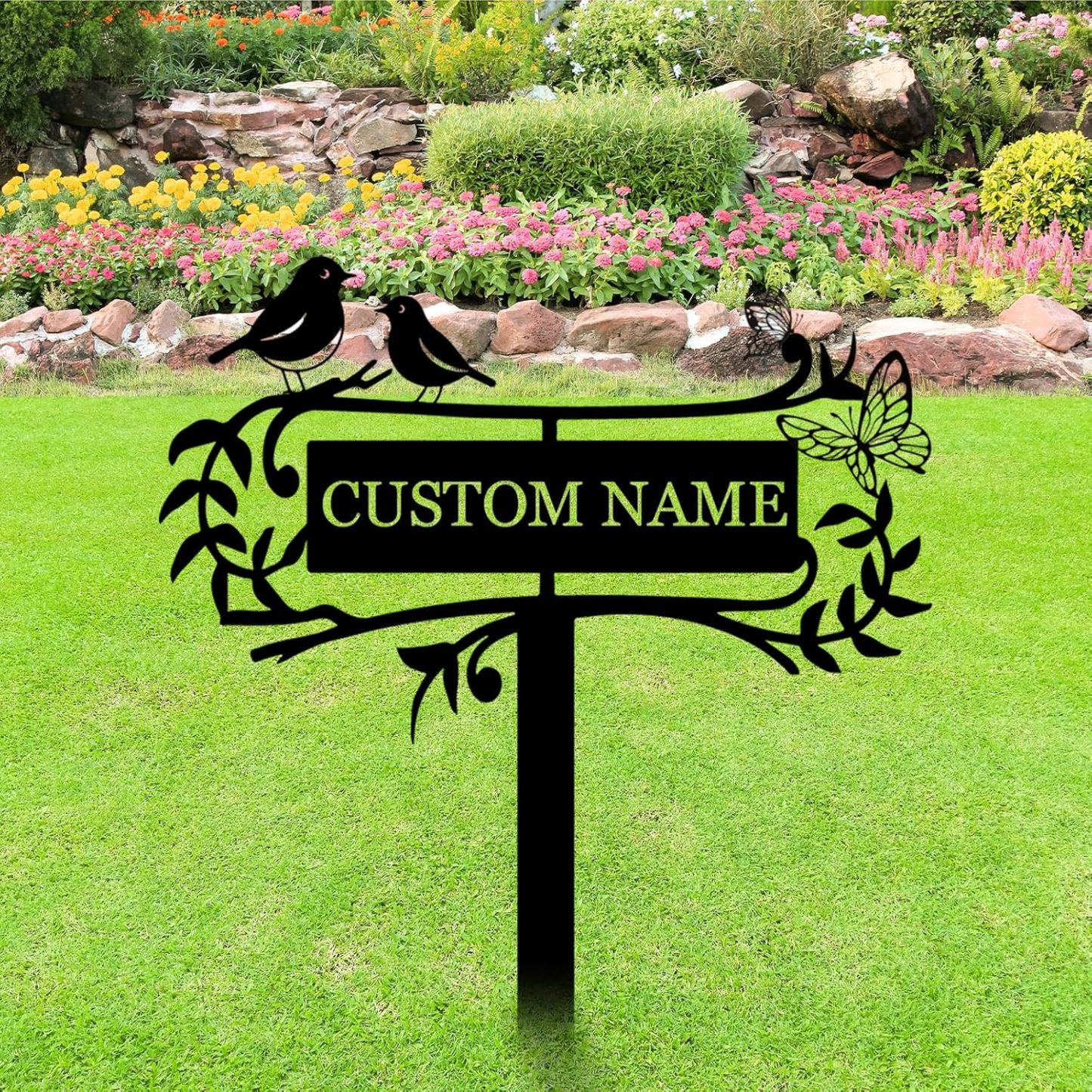 Personalized Garden Sign, Custom Bird Metal Garden Stake Sign, Garden Signs for Outside, Metal Lawn Art, Metal Signs Customized, Garden Signs Decorative Outdoor, Patio Plaque Decor