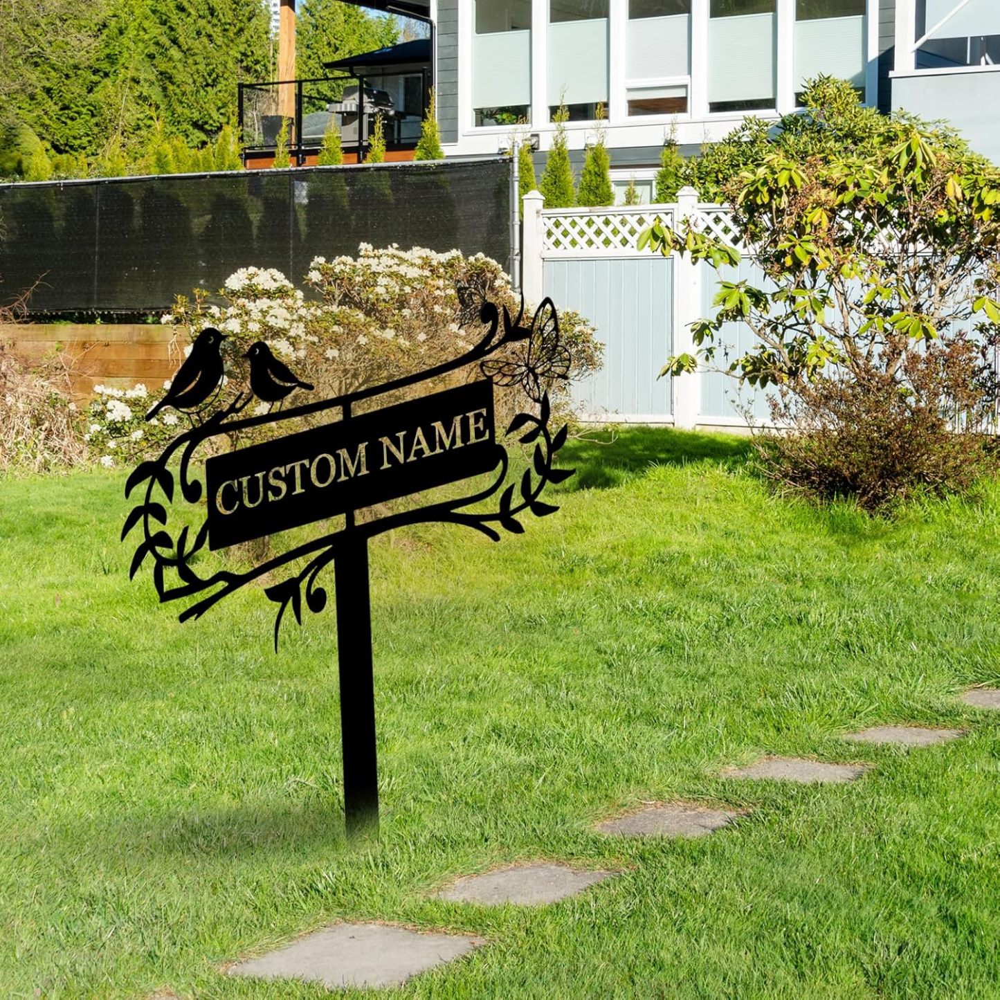 Personalized Garden Sign, Custom Bird Metal Garden Stake Sign, Garden Signs for Outside, Metal Lawn Art, Metal Signs Customized, Garden Signs Decorative Outdoor, Patio Plaque Decor