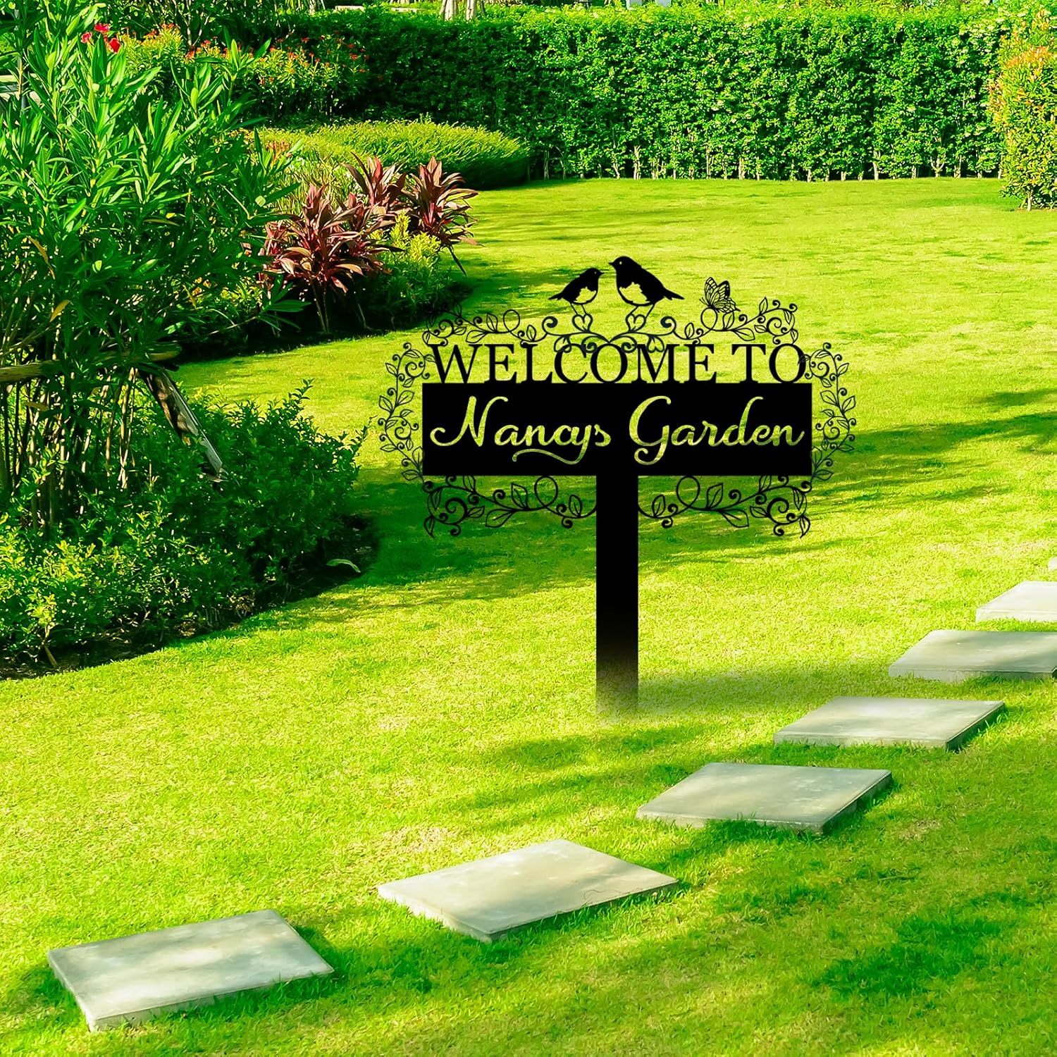 Personalized Garden Sign, Custom Bird Metal Garden Stake Sign, Garden Signs for Outside, Metal Lawn Art, Metal Signs Customized, Garden Signs Decorative Outdoor, Patio Plaque Decor