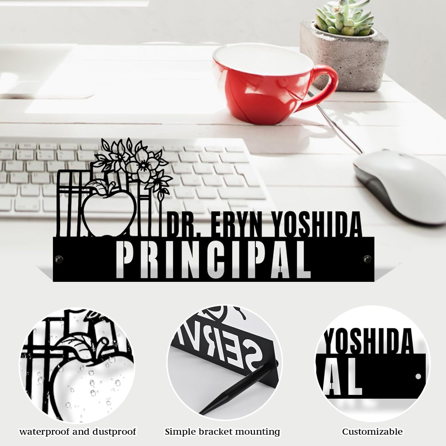  Custom Family Name Plate for Desk, Metal Sign Name Tags, Personalized Desk Accessories-MetalsignX