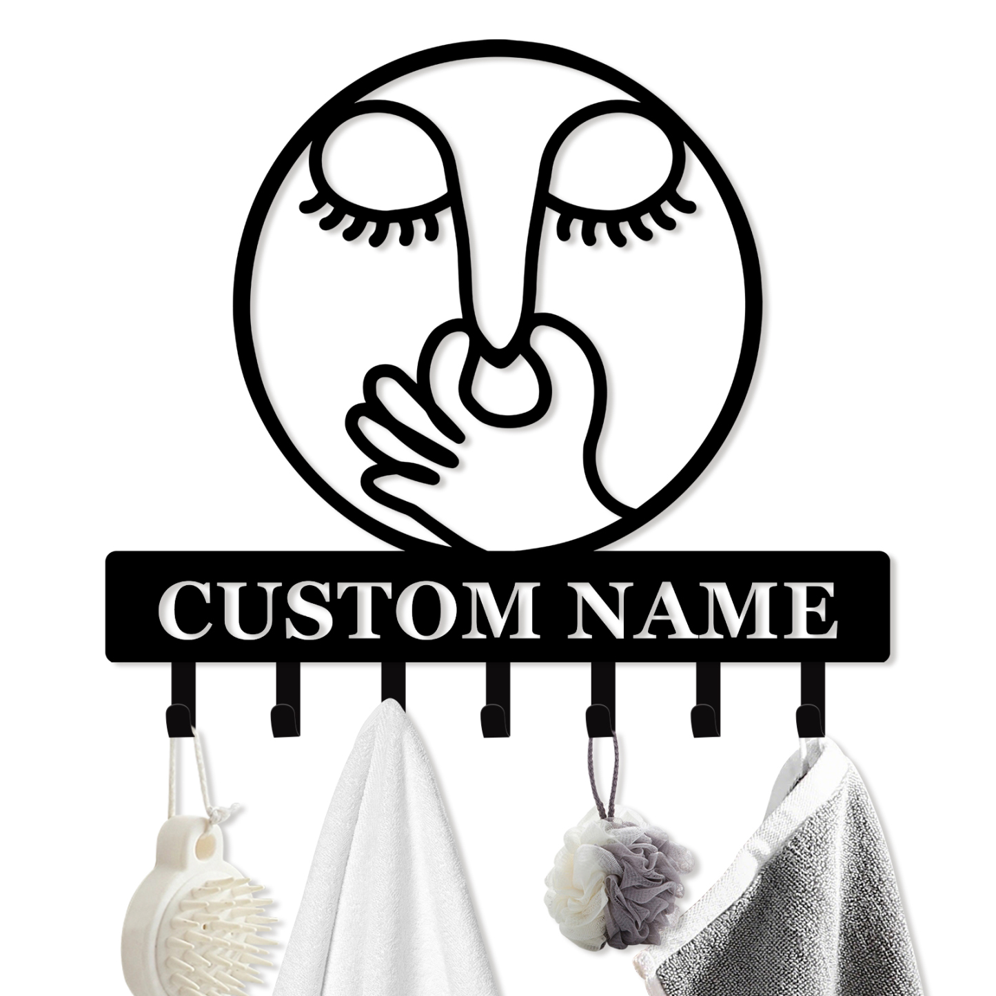 Personalized Towel Hooks, Hand Towel Holder for Bathroom, Robe Hanger Coat Hooks, Bathroom Accessories, Custom Name Decorative Wall Hooks for Bathroom Bedroom Room, Home Decor Gifts Color01