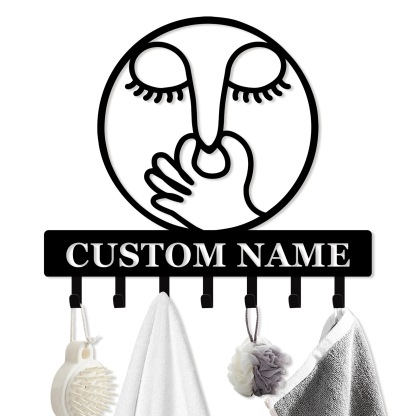 Personalized Towel Hooks, Hand Towel Holder for Bathroom, Robe Hanger Coat Hooks, Bathroom Accessories, Custom Name Decorative Wall Hooks for Bathroom Bedroom Room, Home Decor Gifts Color01