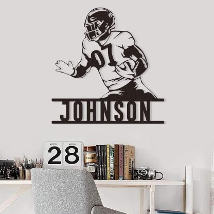 Personalized Football Metal Sign, Metal Signs Customized, Custom Ball Football Metal Wall Art, Custom Signs Outdoor Metal, Custom Name Sign Football Room Decor for Boys